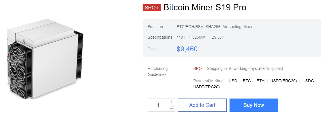 Bitcoin Miner S19 Pro